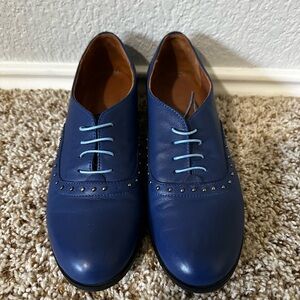 Julia Bo Custom Blue Oxfords with Brogue Detailing